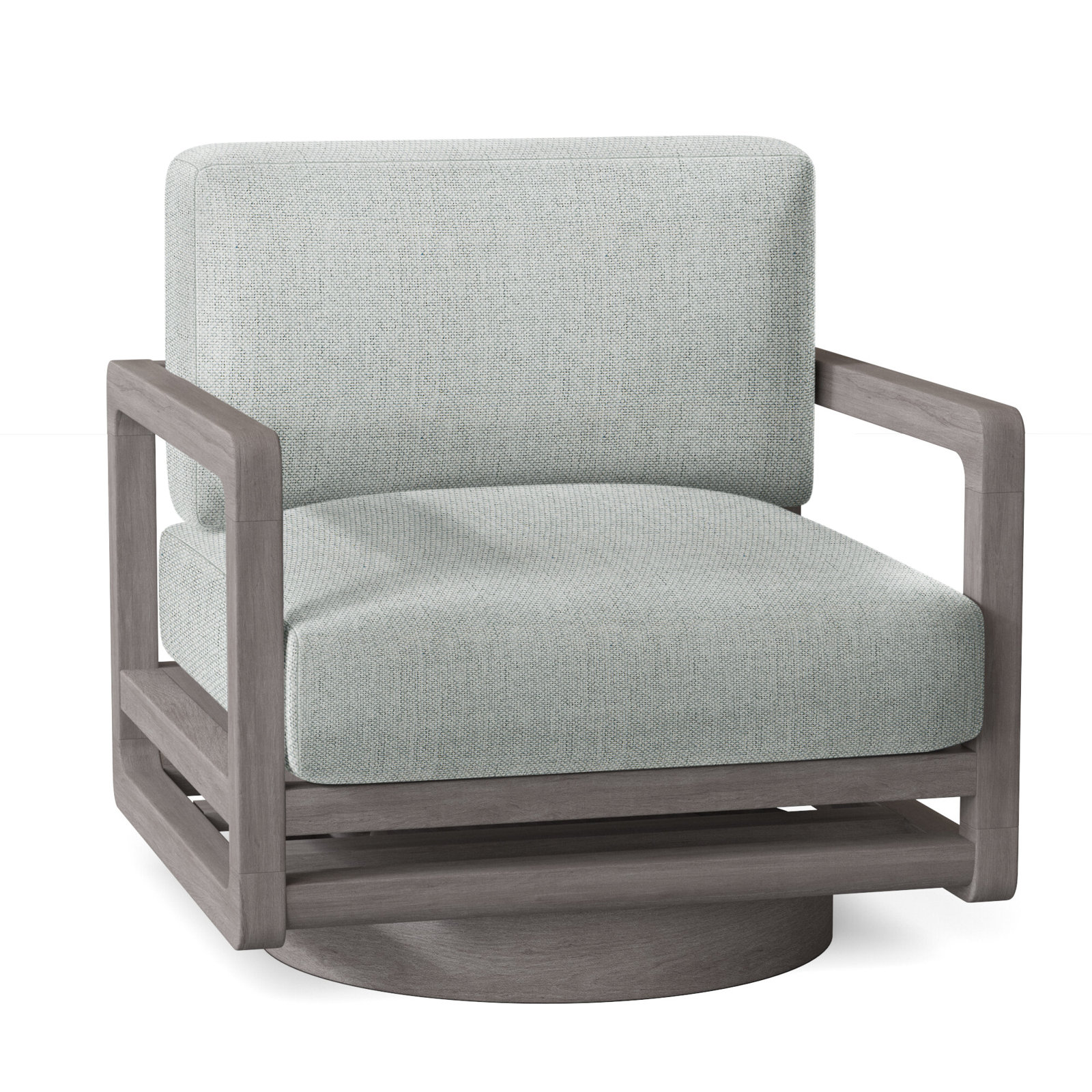 Tanah Swivel Teak Outdoor Lounge Chair , Sunbrella® Cushions Included, Light Grey Linen 6032-010