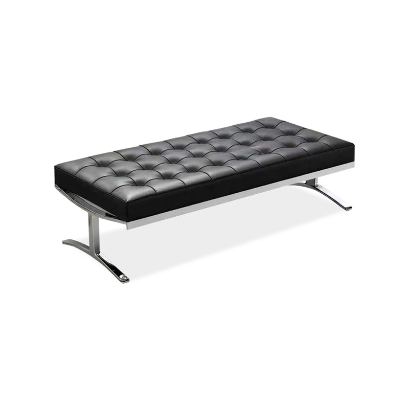 Banc rembourré noir, 16.14" H x 47.24" W x 21.65" D