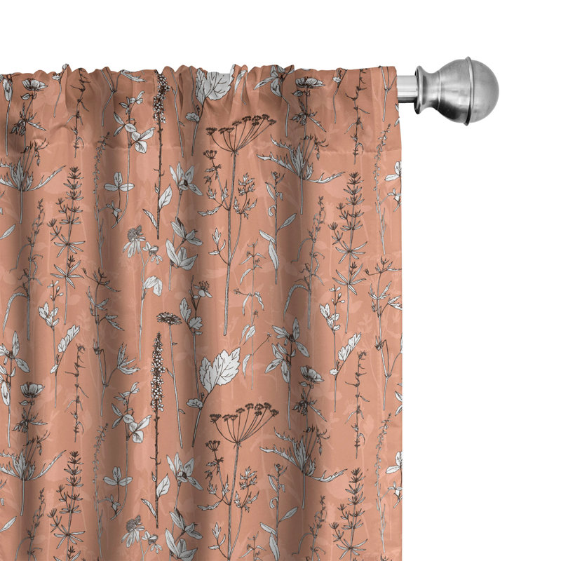 Botanical Semi-Sheer Rod Pocket Curtain Panels, 28" x 84"