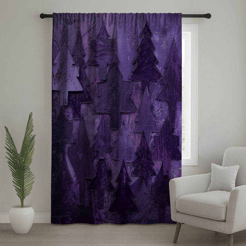 Rideaux de fenêtre mauve à motif de pin texturé mauve, Blocage, 50 po x 92 po - 1 panneau