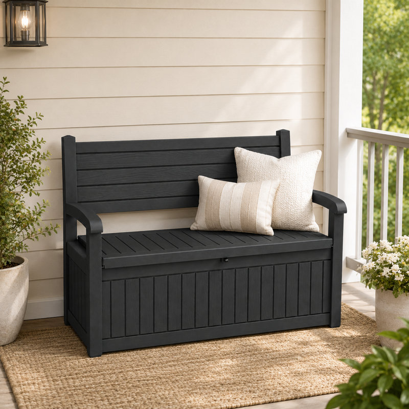 Boîte de rangement de 120 gallons en résine durable pour l'extérieur, idéale pour les meubles de jardin