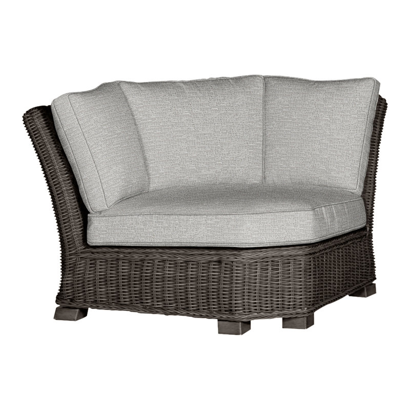 Rustic Woven Sectional Corner, Rollo Silver InsideOut® Linen, Welt, Black Walnut