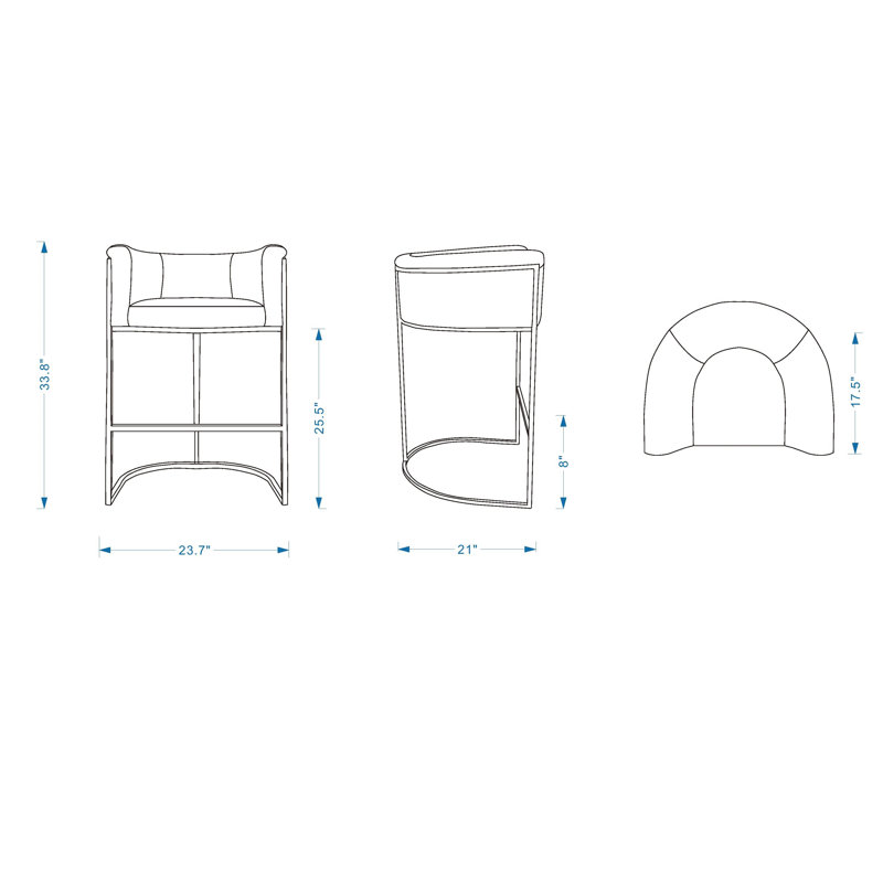 Svala Upholstered Counter Stool with Metal Frame, Gray, Counter Stool (25.5" Seat Height), 1