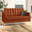 Amjed Contemporary Button Tufted Leather Loveseat w/ Steel Frame-1857383533