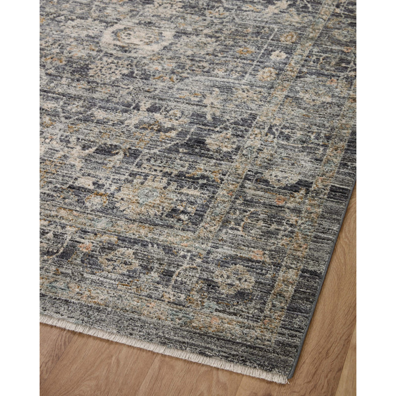 Tapis minuit / tabac Jean Stoffer x Loloi Katherine, Carré 18 po x 18 po