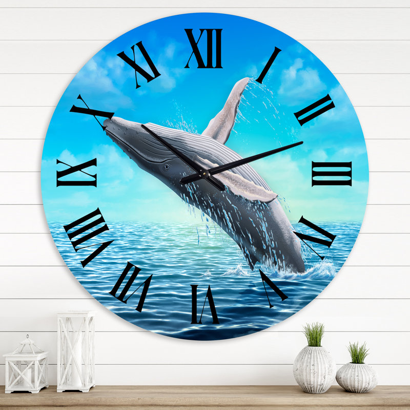 Humpback Whale Jumping - Farmhouse wall clock, Medium