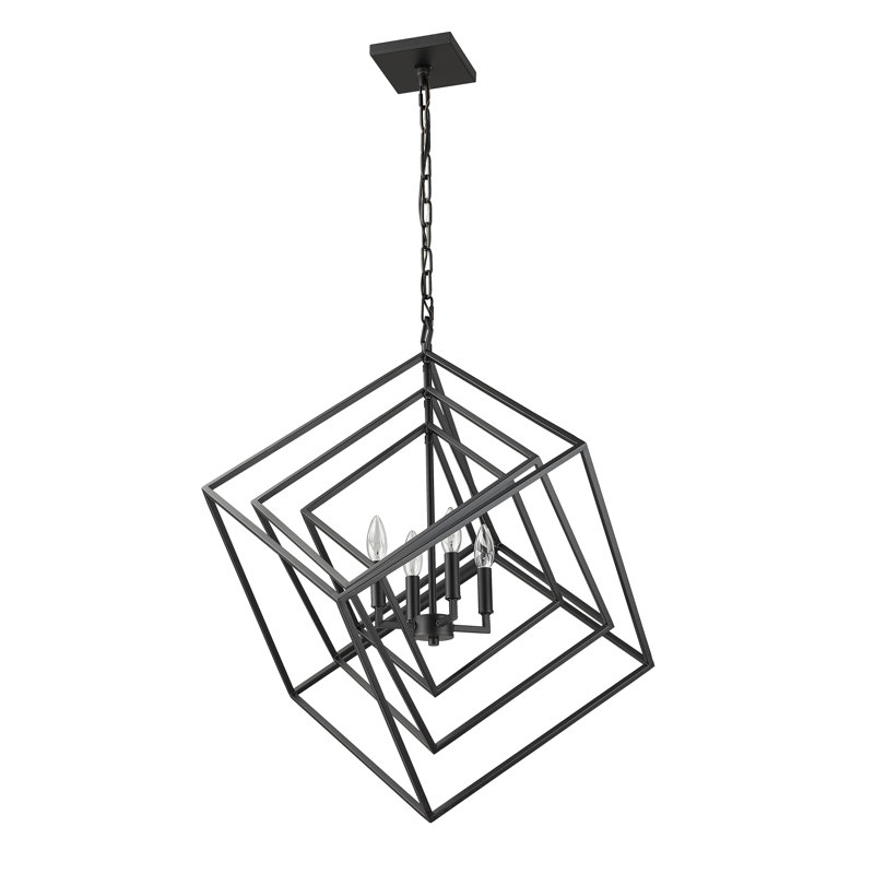 Lustre 3 lumières Harley-Rae, 105.25" H x 29.5" W, 4 lumières