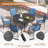 Outdoor Patio Dining Set - 47'' Round Table with Umbrella Hole + 6 Stackable Chairs-2083876187