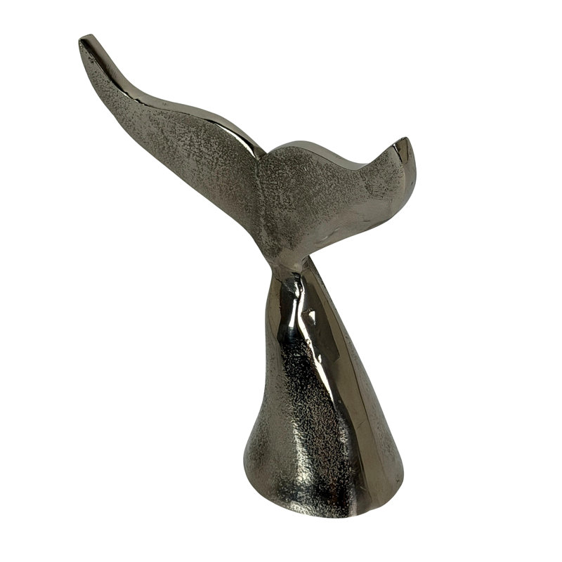 Serre-livres en aluminium moulé, motif queue de baleine côtière, lot de 2, couleur argent métallisé, hauteur 18 cm