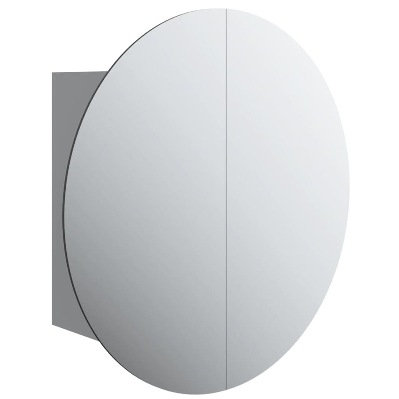 Latitude Run® Bathroom Cabinet With Round Mirror&LED Black 18.5"X18.5"X6.9", gris, 15.7" x 15.7" x 6.9"