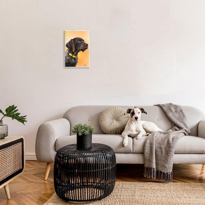 «Lab Puppy on Orange» par Renel Peters, H 19 po x l 13 po