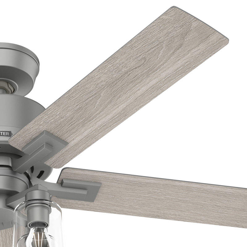 52" Techne 5 - Blade Ceiling Fan with LED Light Kit, Remote Control, WiFi Smart Fan, Easy Install, Matte Silver