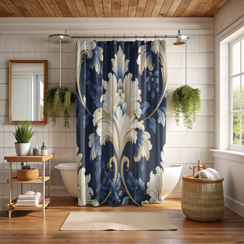 Rideau de douche 1 pièce Baroque Styles Art, H 74 po x l 71 po