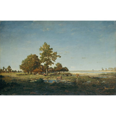 «Paysage avec un bouquet d'arbres» par Théodore Rousseau - Art mural sur toile tendue avec châssis