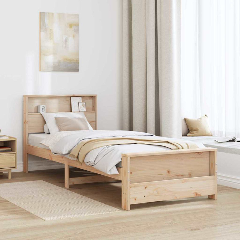 Bed Frame with Headboard Engineered Wood, Small Single (2'6), Brown