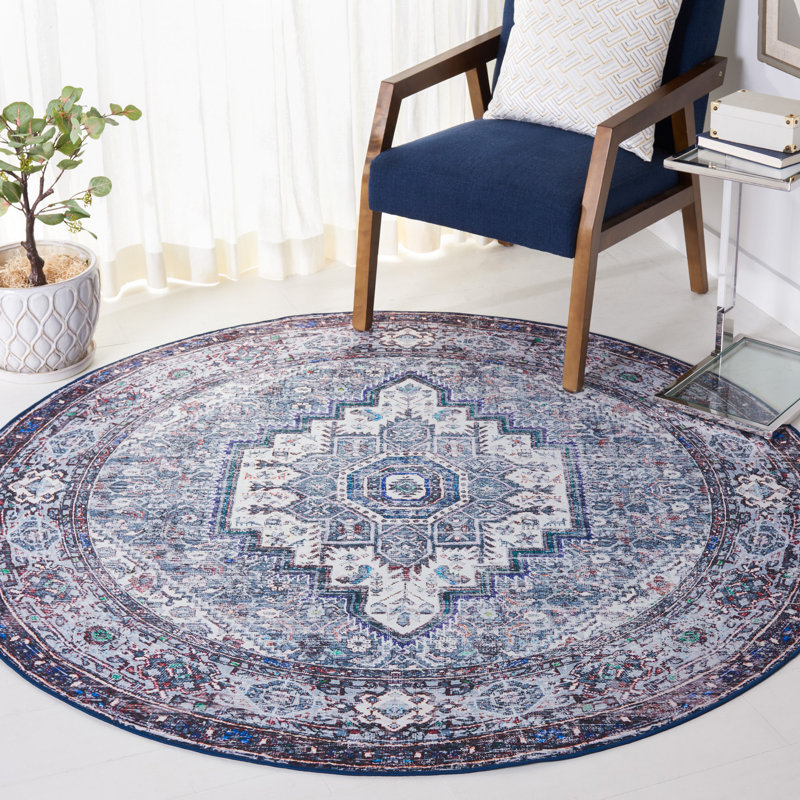Tapis oriental beige / vert, Rond 6 pi