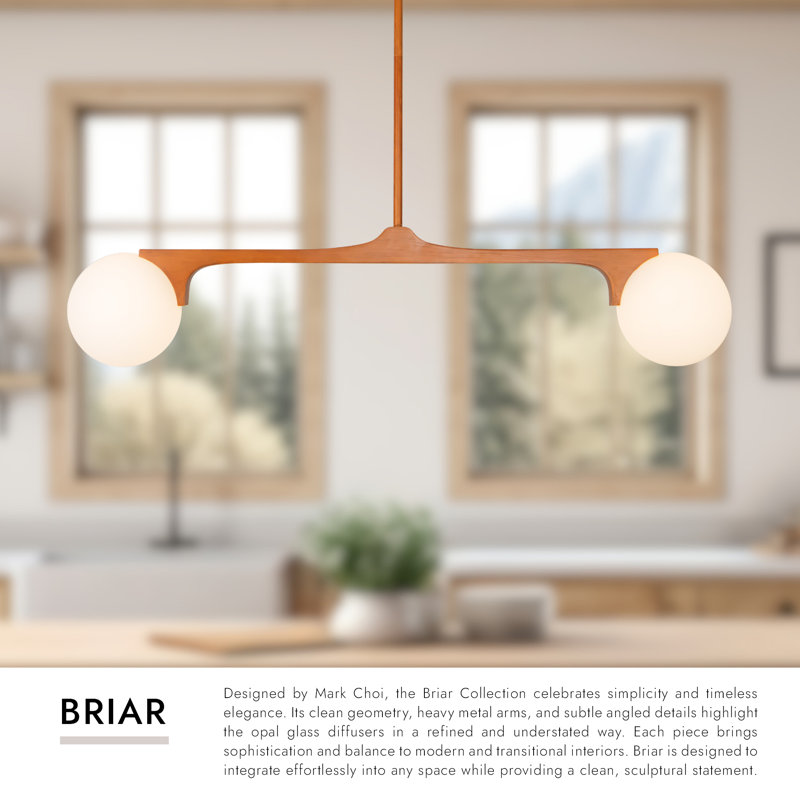 Briar 47-in Gold Linear Pendant, Walnut
