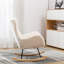 Chaise berçante en tissu Teddy, accoudoir avec dossier haut et accoudoirs, beige