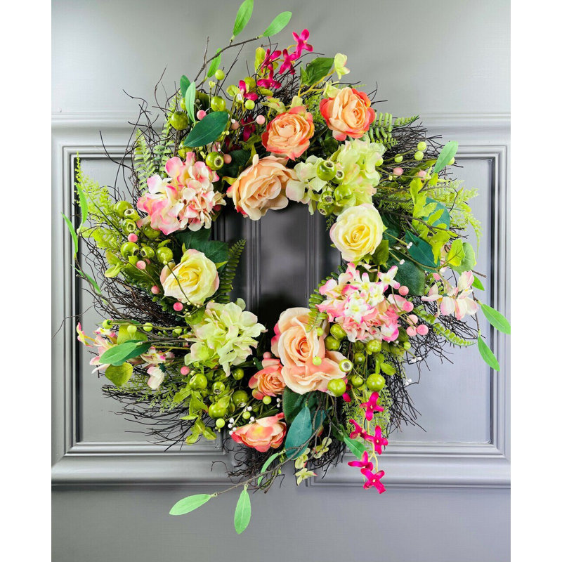 Faux Rose Twig 24'' Wreath