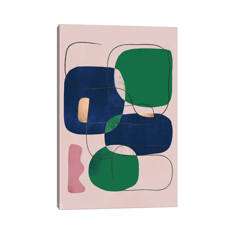 Abstract Agate Green Geometric II 1 Piece Wall Art on Canvas, 30.48 cm H x 45.72 cm W, Wrapped Canvas