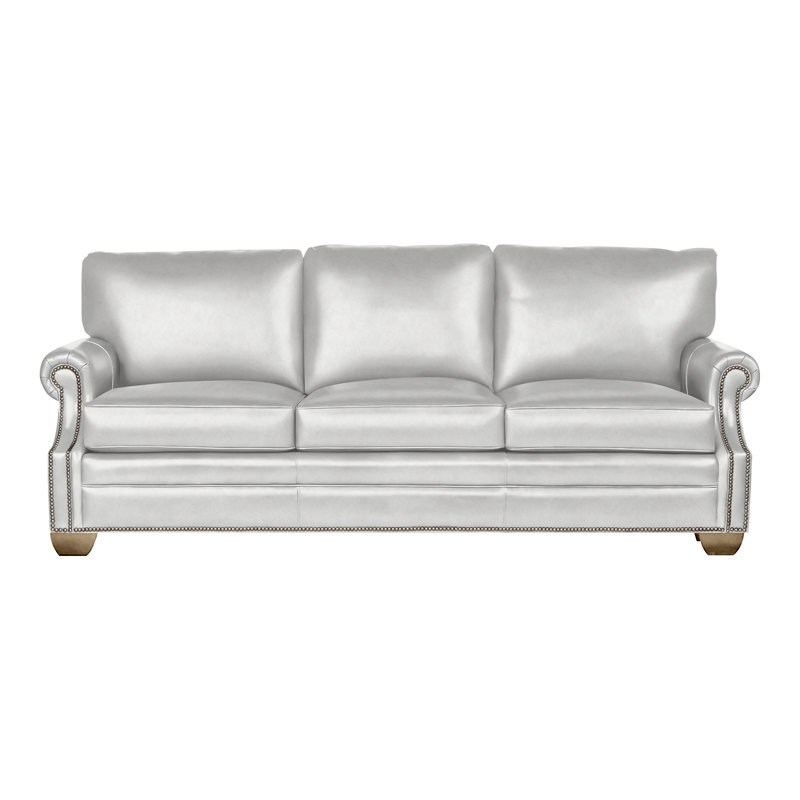 Canapé Gutherly, Oui, Cuir véritable gris tourterelle Saloon, Navajo
