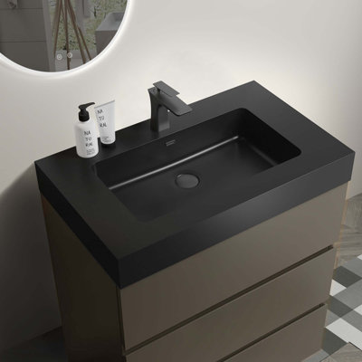 Meuble-lavabo autoportant moderne avec lavabo sans drain et robinet