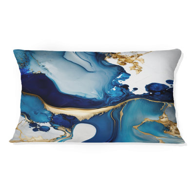 Géode abstraite marbre bleu I - coussin abstrait en marbre