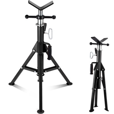 2500 lbs Adjustable V-Head Pipe Jack Stand, 28"-52" Height, Heavy-Duty Folding Steel Tripod Pipe Stand for Welding, Plumbing, and Pipe Threading