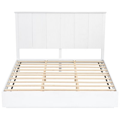 Kyro Modern Minimalist Solid Wood King Bed with Vertical Slat Headboard, No Box Spring Needed