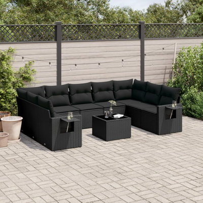  Ensemble de canapé de jardin en rotin noir