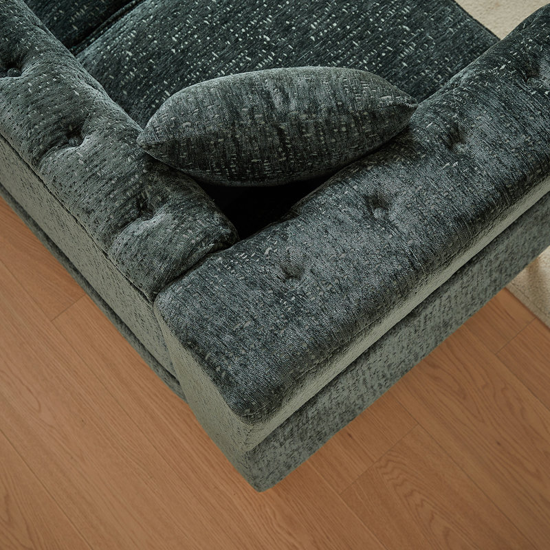 Canapé d'angle en chenille de 81,5 pouces, canapé modulaire en forme de L, canapés d'angle 5 places, Chenille verte