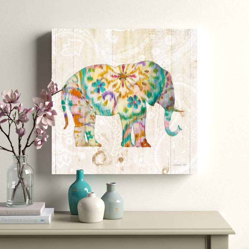 «Boho Paisley Elephant I» par Danhui Nai, impression sur toile, H 20 po x l 20 po
