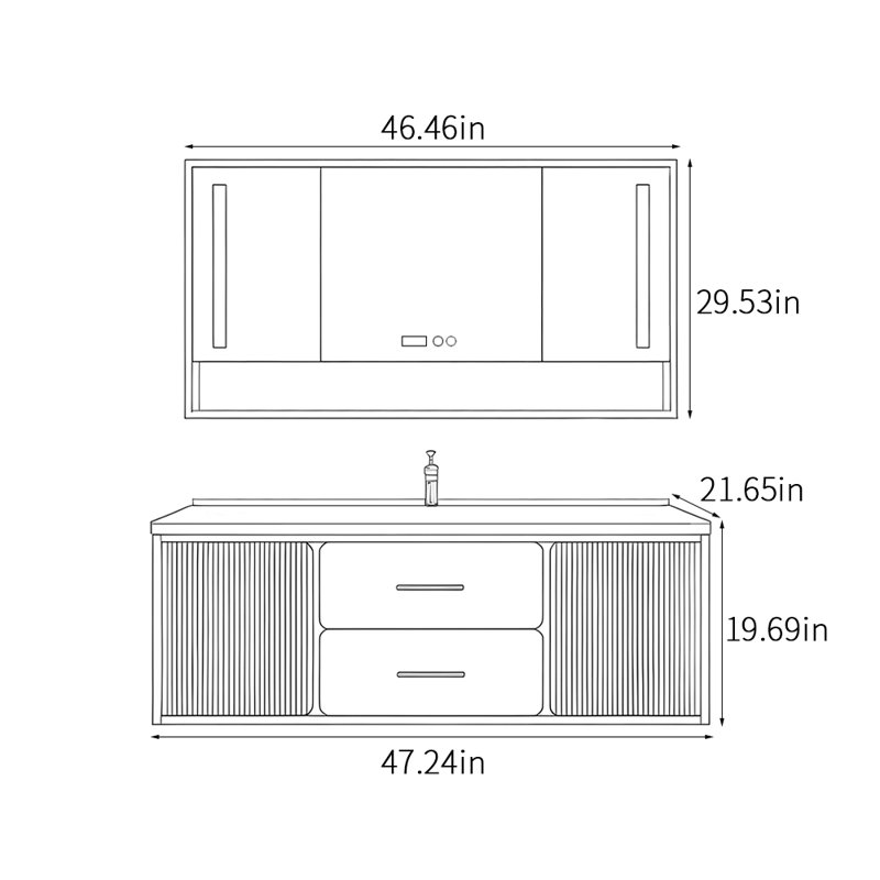 Armoire de salle de bain simple, légère et luxueuse., Beige, H 19,69 po x l 47,24 po x P 21,65 po