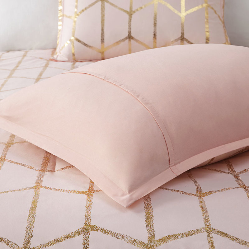 Édredon simple / simple TG avec détails brodés dans un attrait métallique rosé et doré, Rosé / doré