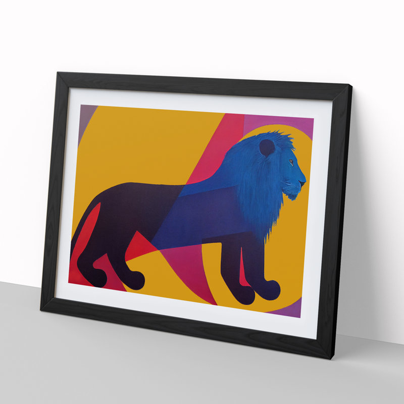 Lion Abstract - Single Picture Frame Print, Black, 46cm H x 64cm W x 2cm D