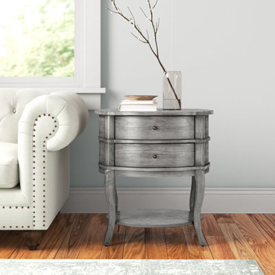 Paulsboro Traditional Solid Wood 2-Drawer End Table 