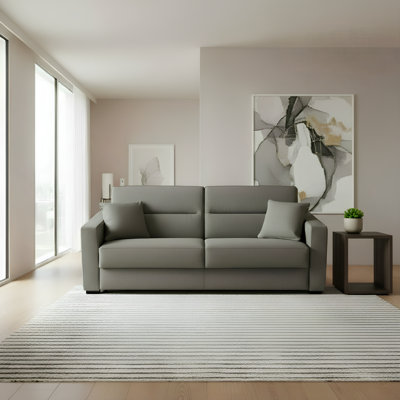 Björgúlfur 81" Genuine Italian Top Grain Leather Queen Sleeper Sofa Bed with Memory Foam Mattress