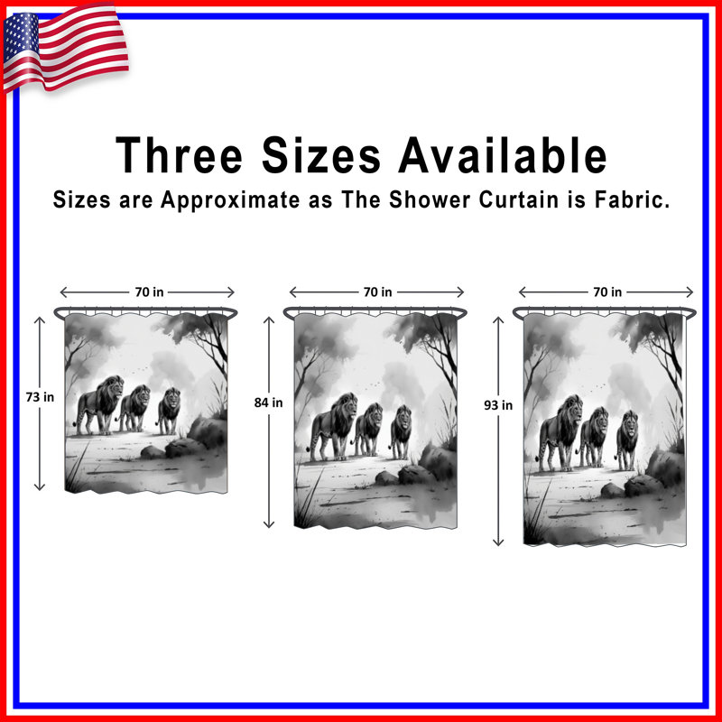 Rideau de douche Three Lions, L 70 po x H 72 po