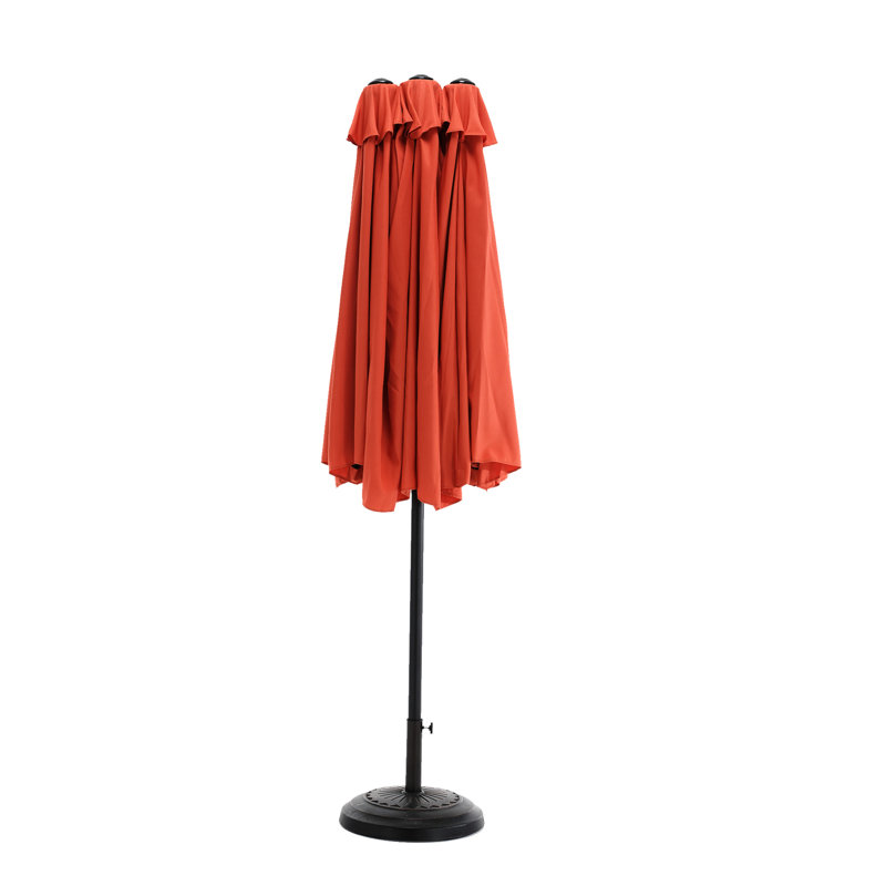 Grand parasol extérieur à double face de 14,8 pi - orange Manivelle ouverte / fermée, auvent 100%. Idéal pour la cour, la piscine, la pelouse et le jardin. 14,8 pi. Convient