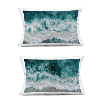 Hazy Water Waves 2 Piece Decorative Printed Throw Pillow Set design by Lazar Studio