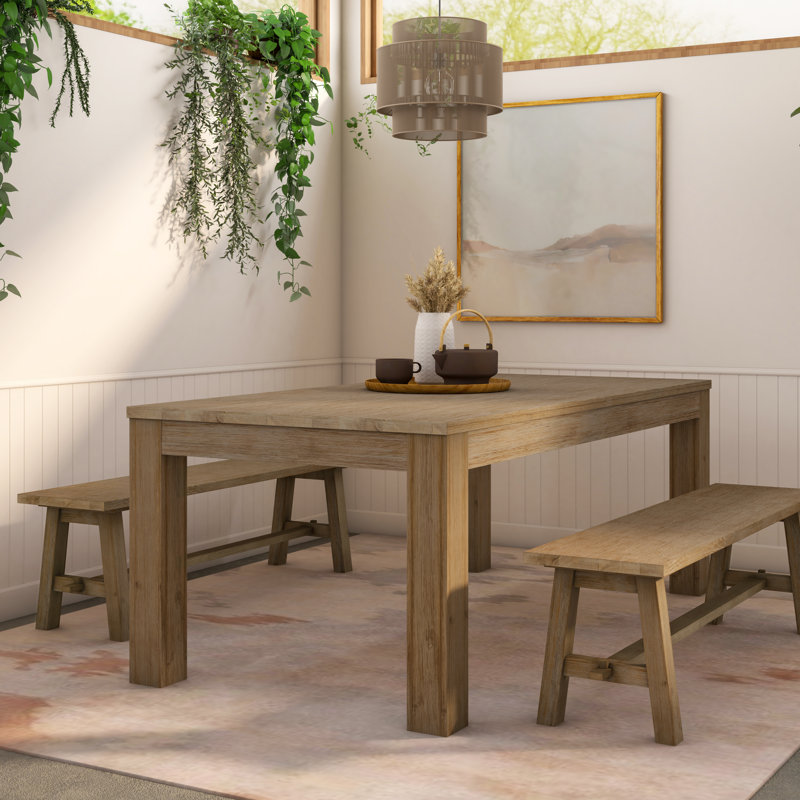 Bozrah Extendable Acacia Solid Wood Dining Table, Brushed Smoke