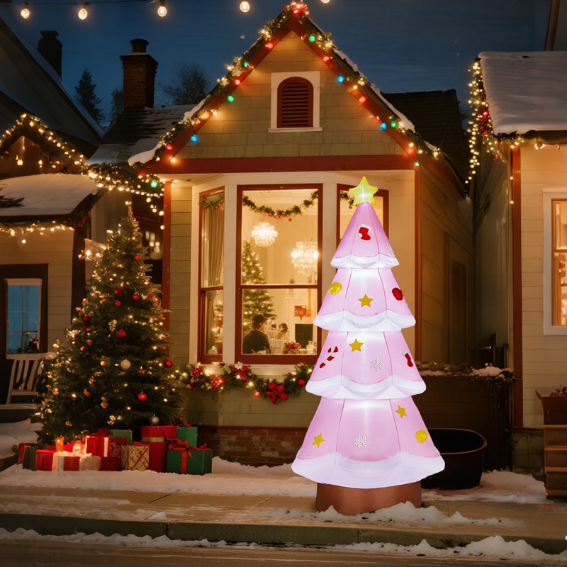 Décoration de Noël gonflable pour arbre de Noël rose 7,2 pi