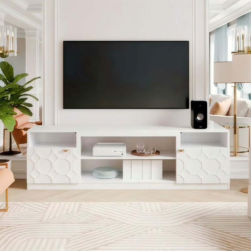Lynton 70'' W Modern Media TV Stand With Storage Cabinets, White