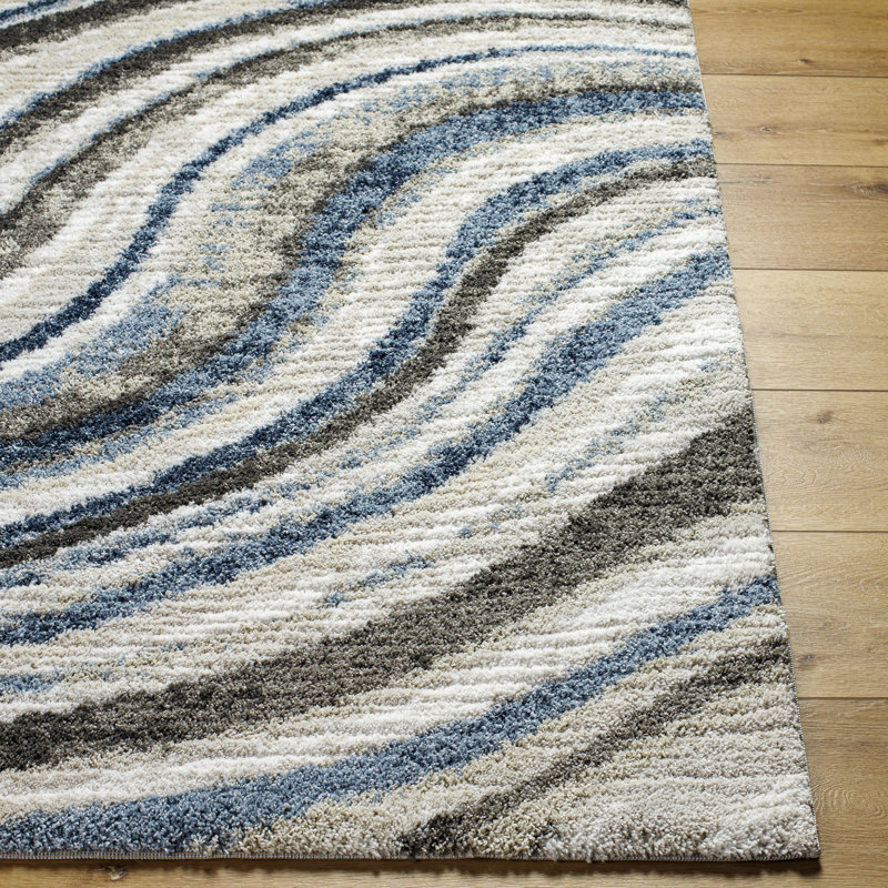 Rectangle Bertenshaw Machine Woven Polyester Area Rug in Gray, Rectangle 5'3" x 6'11"