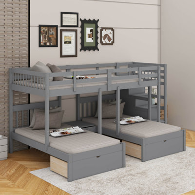 Full Over Twin & Twin Bunk Bed With Drawers