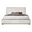 Grand lit rembourré beige et noyer Kaleea