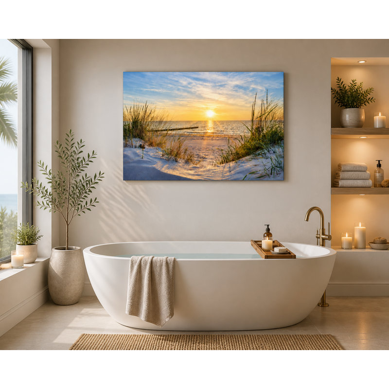 Tranquil Sunrise Beach Path Canvas Wall Art, 30" H x 40" W
