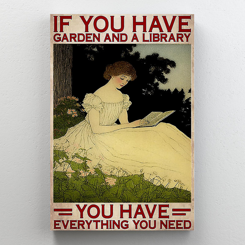 "If You Have Garden And A Library" - 1 pièce, impression rectangulaire sur toile If You Have Garden And A Library