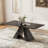 63"–94.5" Modern Extendable Dining Table with Black Sintered Stone Top and Carbon Steel Pedestal Base