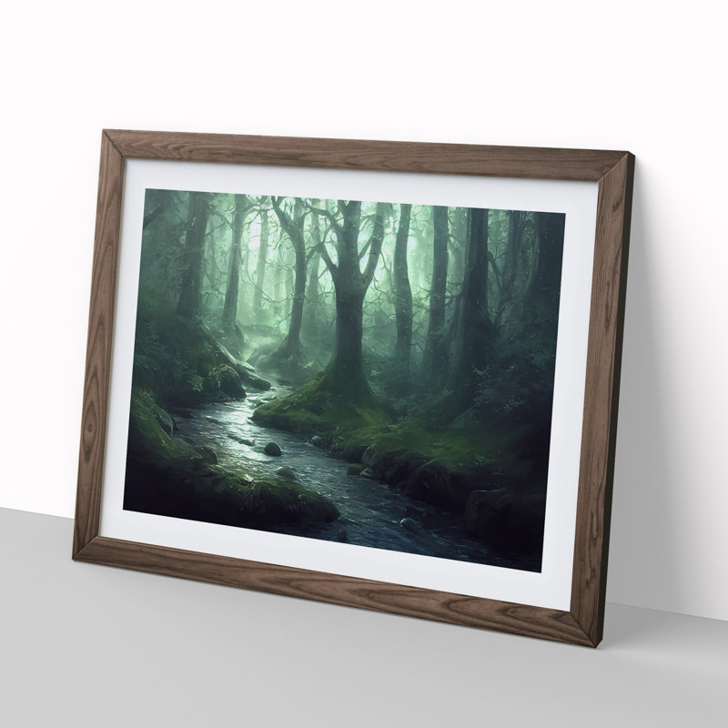 Cosmopolitan Forest Stream - Framed Print, 34cm H x 46cm W x 2cm D, Walnut